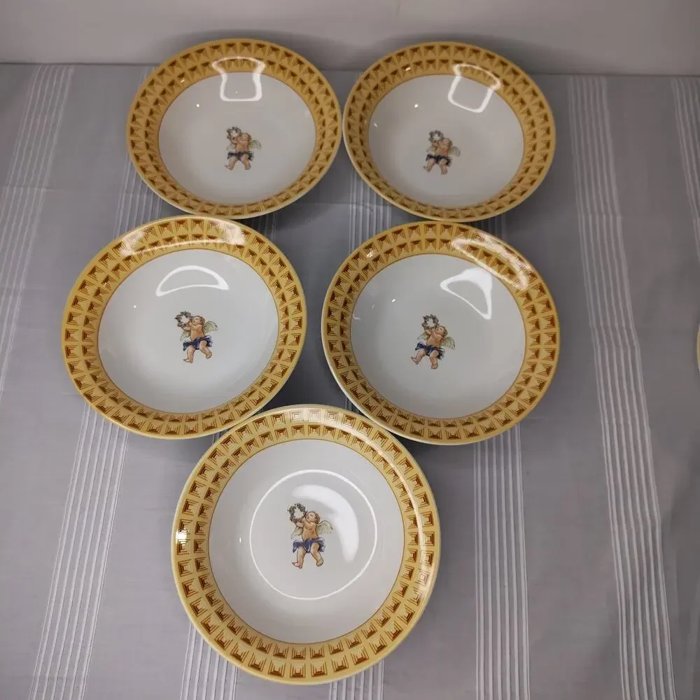 Fitz and Floyd Habitat American Cherub Set of 5 Soup Cereal Bowls 7 3/8
